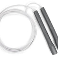 Freestyle Jump Rope - 4mm PVC with Long 8" Handle Jump Rope Elite Jumps Silver & White