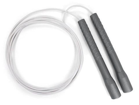 Freestyle Jump Rope - 4mm PVC with Long 8" Handle Jump Rope Elite Jumps Silver & White