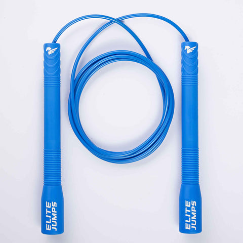 Freestyle Jump Rope - 4mm PVC with Long 8" Handle Jump Rope Elite Jumps Blue