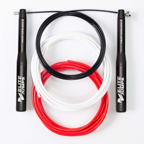 Performance Speed Rope - 3 Cable Bundle Jump Rope Elite Jumps Black